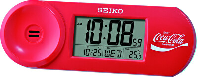 Seiko - Budík Coca-Cola s teploměrem a funkcí Snooze QHL902R