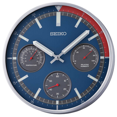 Seiko - Nástěnné hodiny s tichým chodem, vlhkoměrem a teploměrem QXA822S