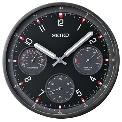 Seiko - Nástěnné hodiny s tichým chodem, vlhkoměrem a teploměrem QXA823K