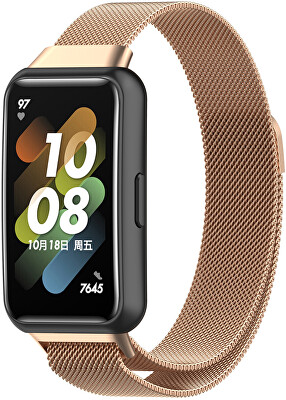 4wrist - Milánský tah s magnetickým zapínáním pro Huawei Watch Band 7 - Rose Gold