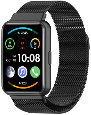 4wrist - Milánský tah s magnetickým zapínáním pro Huawei Watch FIT 2 - Black