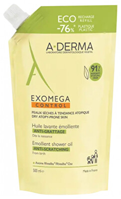 A-DERMA - Náhradní náplň do zvláčňujícího sprchového oleje pro suchou pokožku se sklonem k atopickému ekzému Exomega Control (Emollient Shower Oil) 500 ml