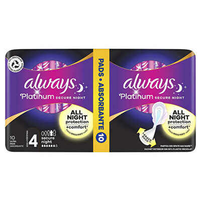 Always - Noční hygienické vložky Secure Platinum Night 10 ks