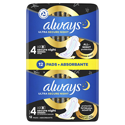 Always - Noční hygienické vložky Ultra Extra Night Protection 12 ks