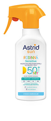 Astrid - Rodinné mléko na opalování ve spreji Sensitive SPF 50+ 270 ml