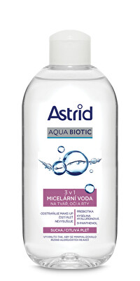 Astrid - Micelární voda 3 v 1 na tvář, oči a rty pro suchou a citlivou pleť Aqua Biotic 200 ml