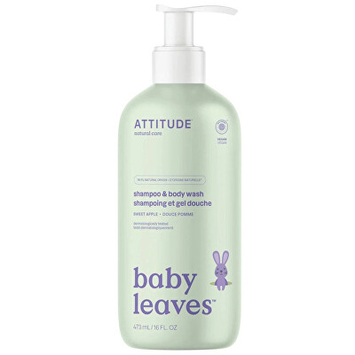 Attitude - Dětské tělové mýdlo a šampon Baby Leaves Jablko 473 ml