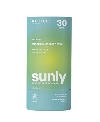 Attitude - Minerální ochranná tyčinka na tělo bez parfemace SPF 30 Sunly (Mineral Sunscreen Stick) 60 g
