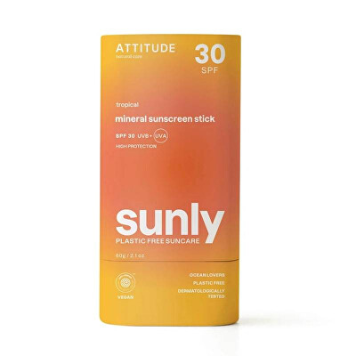 Attitude - Stick mineral de protecție pentru corp Tropical SPF 30 Sunly (Mineral Sunscreen Stick) 60 g