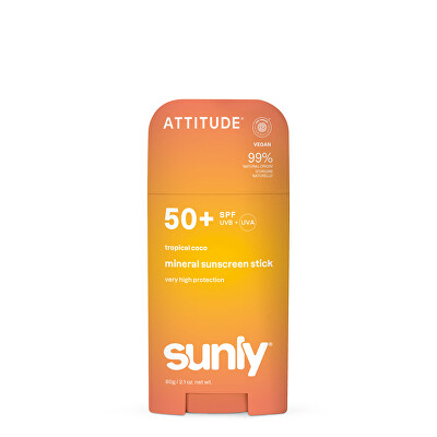 Attitude - Minerálny opaľovací krém v tyčinke SPF 50 Sunly Mineral Stick 60 g