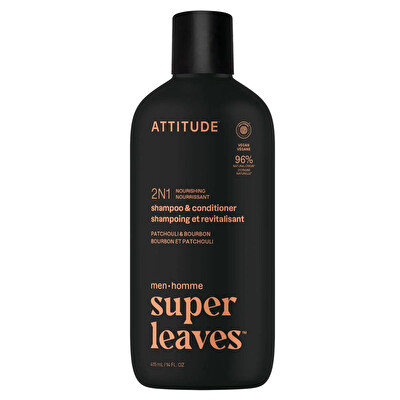 Attitude - Șampon și balsam nutritiv pentru bărbați 2în1 Super Leaves Patchouli & Bourbon (Shampoo & Conditioner) 415 ml