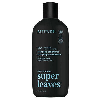 Attitude - Pánský zklidňující šampon a kondicionér 2v1 Super Leaves Eukalyptus & Sage (Shampoo & Conditioner) 415 ml