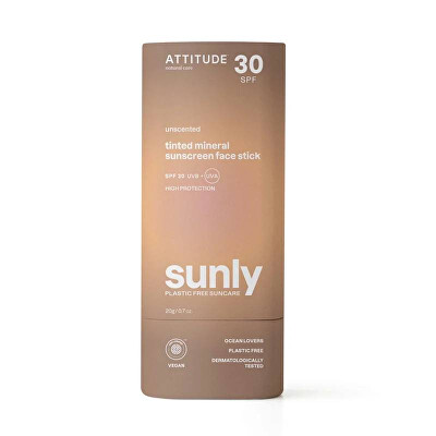 Attitude - Stick mineral nuanțator pentru protecție solară pentru față și buze SPF 30 (Tinted Mineral Sunscreen Face Stick) 20 g