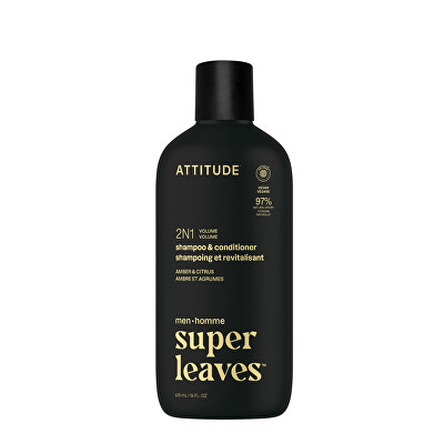 Attitude - Pánský šampon a kondicionér pro objem 2v1 Super Leaves Amber & Citrus (Shampoo & Conditioner) 415 ml