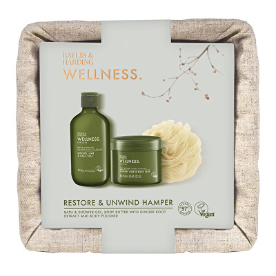 Baylis & Harding - Dárková sada péče o tělo v košíku Ginger, Lime & Basil Leaf 3 ks