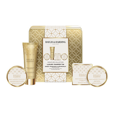 Baylis & Harding - Dárková sada péče o tělo v plechové dóze Mandarinka & Grapefruit 4 ks