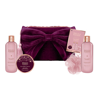 Baylis & Harding - Dárková sada v sametové taštičce Wild Cherry & Vanilla 4 ks
