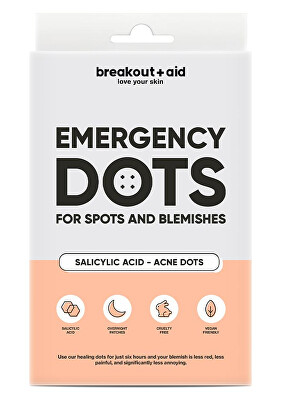 Breakout+aid - Náplasti na akné s kyselinou salicylovou Emergency Dots 72 ks
