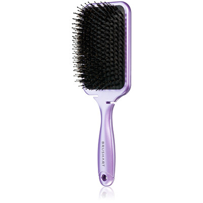 BrushArt - Plochá kefa Boar Bristle Paddle Hairbrush Metalická lila