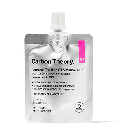 Carbon Theory - Minerální bahenní maska Charcoal, Tea Tree Oil & Mineral Mud Breakout Control (Facial Wet Mask) 50 ml