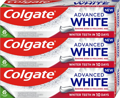 Colgate - Bělicí zubní pasta Advanced White Baking Soda & Vulcanic Ash Trio 3 x 75 ml