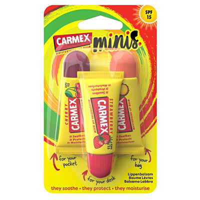 Carmex - Sada hydratačních balzámů na rty Minis 3 ks