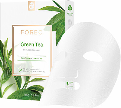 Foreo - Očišťující plátýnková maska pro smíšenou pleť Green Tea (Purifying Sheet Mask) 3 x 20 g