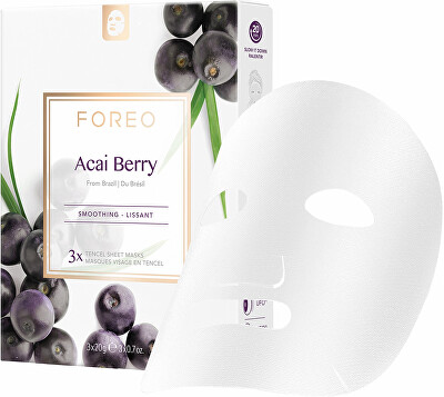 Foreo - Vyhlazující plátýnková maska pro zralou pleť Acai Berry (Smoothing Sheet Mask) 3 x 20 g