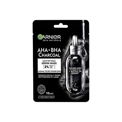 Garnier - Černá textilní maska s extraktem z mořských řas Pure Charcoal Skin Naturals (Black Tissue Mask) 28 g