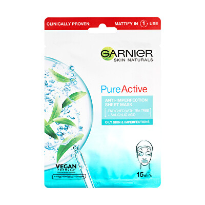 Garnier - Hydratačná textilná maska proti nedokonalostiam obohatená o čajovník a kyselinu salicylovú Skin Naturals Pure Active 23 g