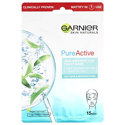 Garnier - Hydratační textilní maska proti nedokonalostem obohacená o čajovník a kyselinu salicylovou Skin Naturals Pure Active 23 g