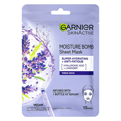 Garnier - Mască textilă hidratantă pentru ten obosit, cu extract de lavandă Skin Naturals Hydra Bomb (Tissue Mask) 28 g