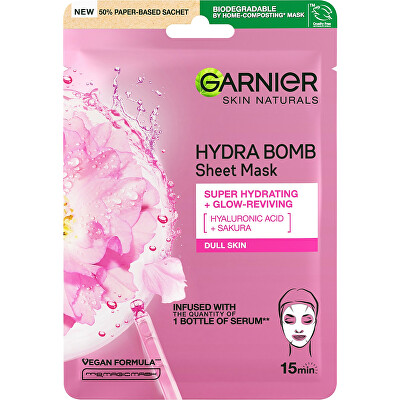 Garnier - Oživující textilní maska s výtažkem ze sakury Skin Naturals (Hydra Bomb Sheet Mask) 28 g