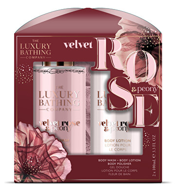 The Luxury Bathing Company - Dárková sada s mycí houbou Růže & Pivoňka 3 ks