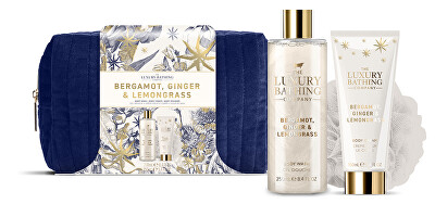 The Luxury Bathing Company - Dárková sada péče o tělo v kometické tašce Bergamot, Zázvor & Lemongrass 3 ks