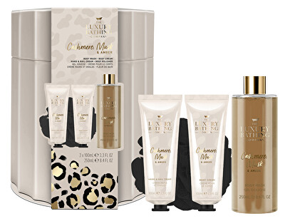 The Luxury Bathing Company - Dárková sada péče o tělo v plechové dóze Kašmír, Mošus & Ambra 4 ks