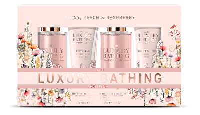 The Luxury Bathing Company - Dárková sada pro péči o tělo Pivoňka, Broskev & Malina 4 ks
