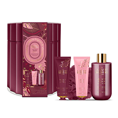 Grace Cole - Dárková sada v plechové dóze Velvet Plum & Soft Suede 4 ks