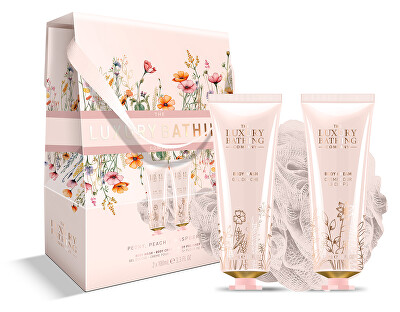 The Luxury Bathing Company - Sada péče o tělo v dárkové krabičce Pivoňka, Broskev & Malina 3 ks