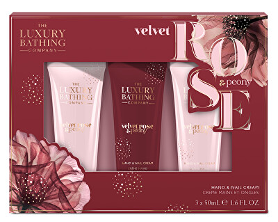 The Luxury Bathing Company - Dárková sada krémů na ruce Růže & Pivoňka (Hand & Nail Cream) 3 x 50 ml