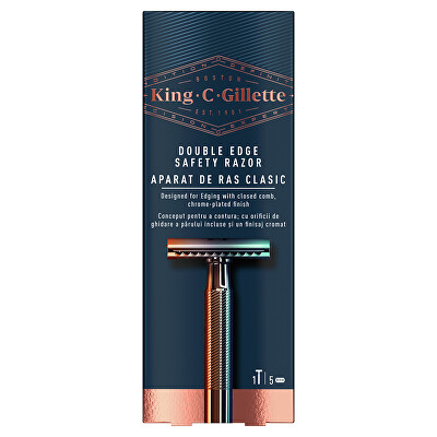 Gillette - Holicí strojek King (Double Edge Safety Razor) + žiletky 5 ks