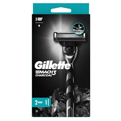 Gillette - Holicí strojek Mach3 Charcoal + 2 hlavice