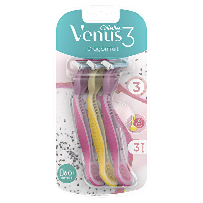 Gillette - 2. JAKOST -  Jednorázová dámská holítka Venus 3 Dragonfruit 3 ks