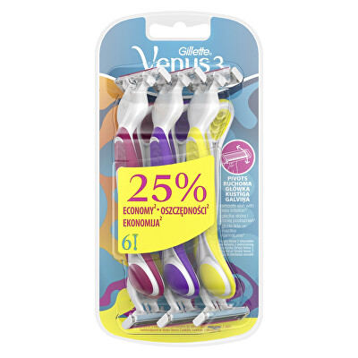 Gillette - Pohotová holítka Simply Venus 3 Plus Yellow 6 ks