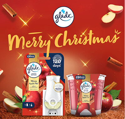 Glade - Dárková sada osvěžovače vzduchu a svíčky Warm Apple Pie