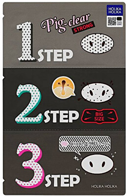 Holika Holika - Třífázové čisticí náplasti na nos Pig Clear Strong (3 Step Kit) 15 ml