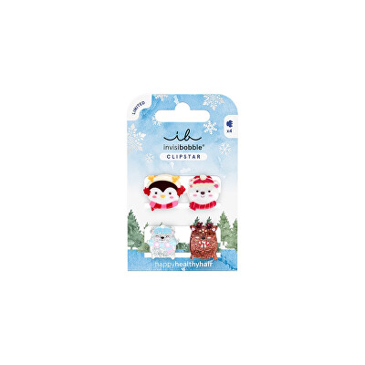 Invisibobble - Skřipeček do vlasů Clipstar Kids Cozy Snowy Friends 4 ks