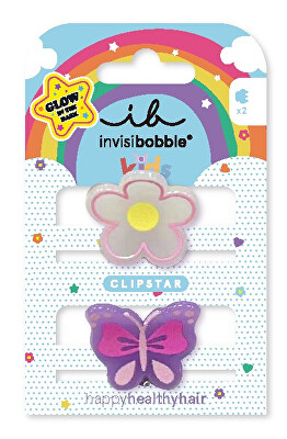 Invisibobble - Skřipeček do vlasů Clipstar Glow Happy Flower 2 ks