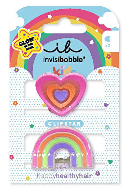 Invisibobble - Skřipeček do vlasů Clipstar Glow Happy Heart 2 ks