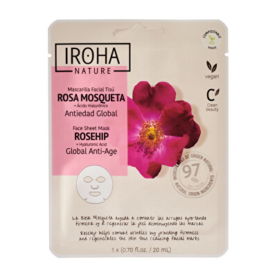 Iroha - Omlazující maska Anti-Age Rosehip Face Sheet Mask 20 ml